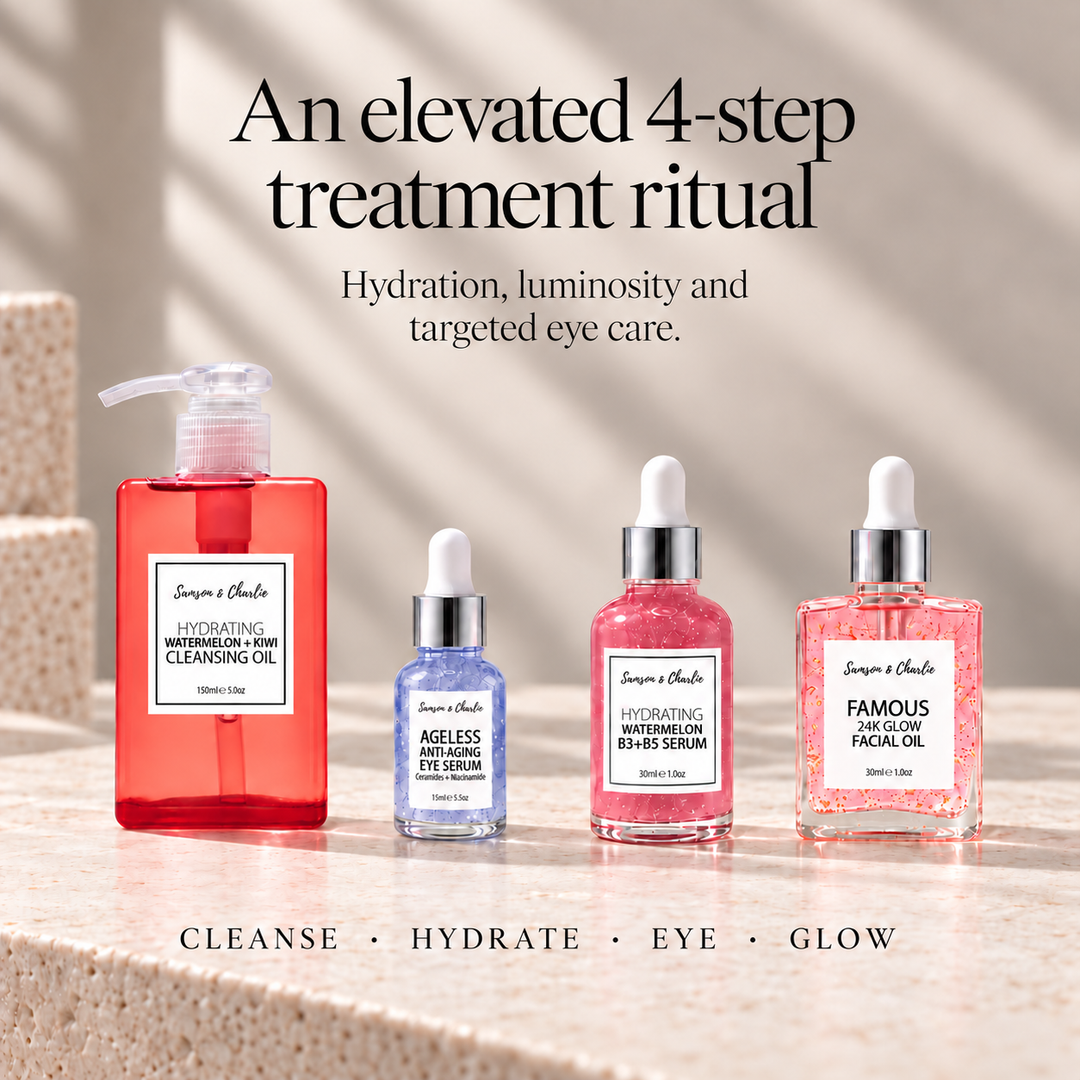 Elevated four-step skincare treatment ritual for hydration, luminosity and targeted eye care