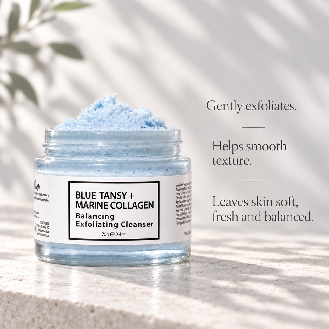 Balancing Exfoliating Cleanser gently exfoliates and helps smooth skin texture
