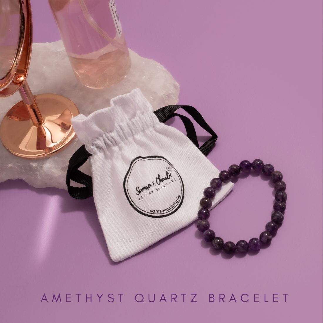 Samson & Charlie  Amethyst Quartz Crystal Beaded Bracelet